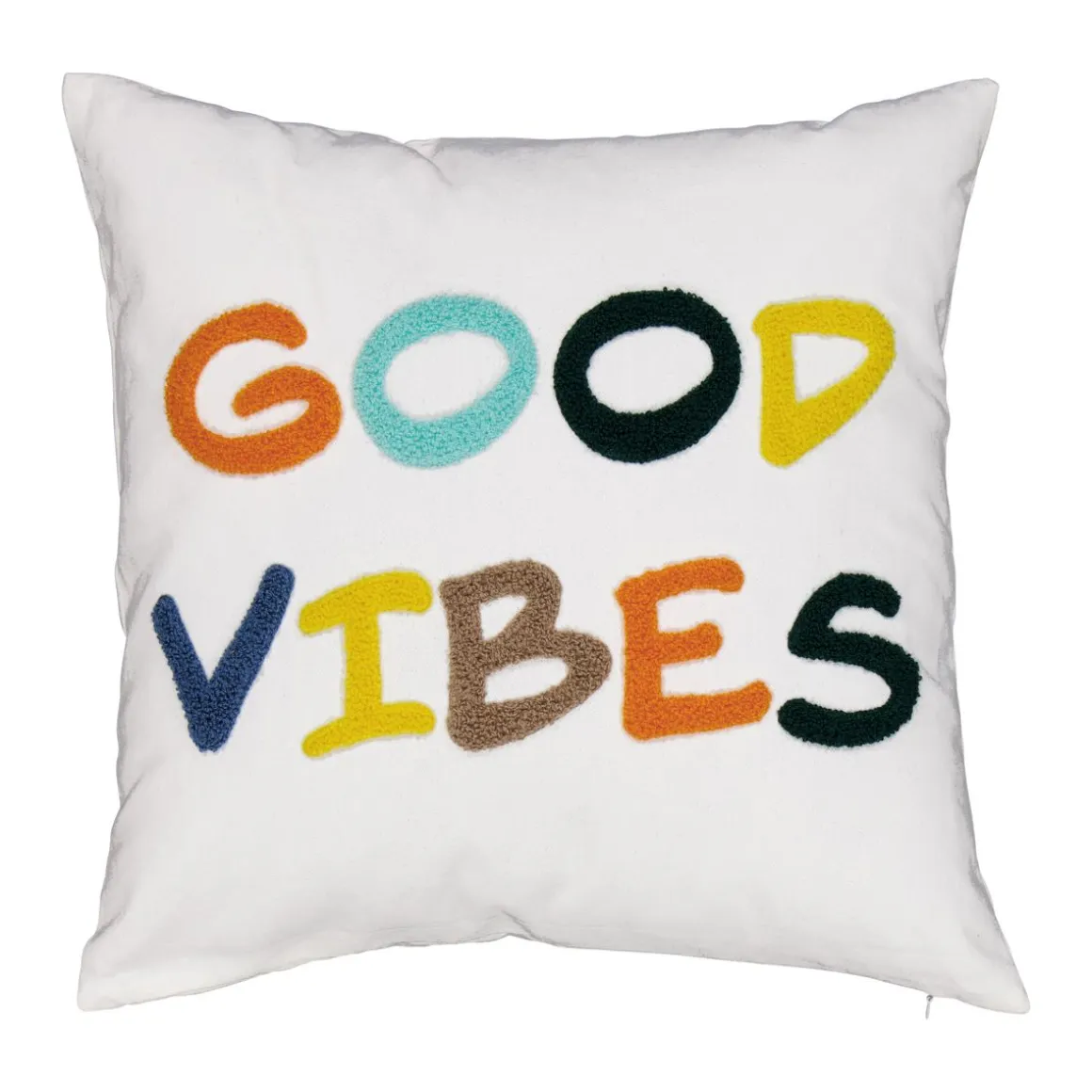 NOBLE HOUSE KORISTETYYNY GOOD VIBES 45X45CM VALKOINEN