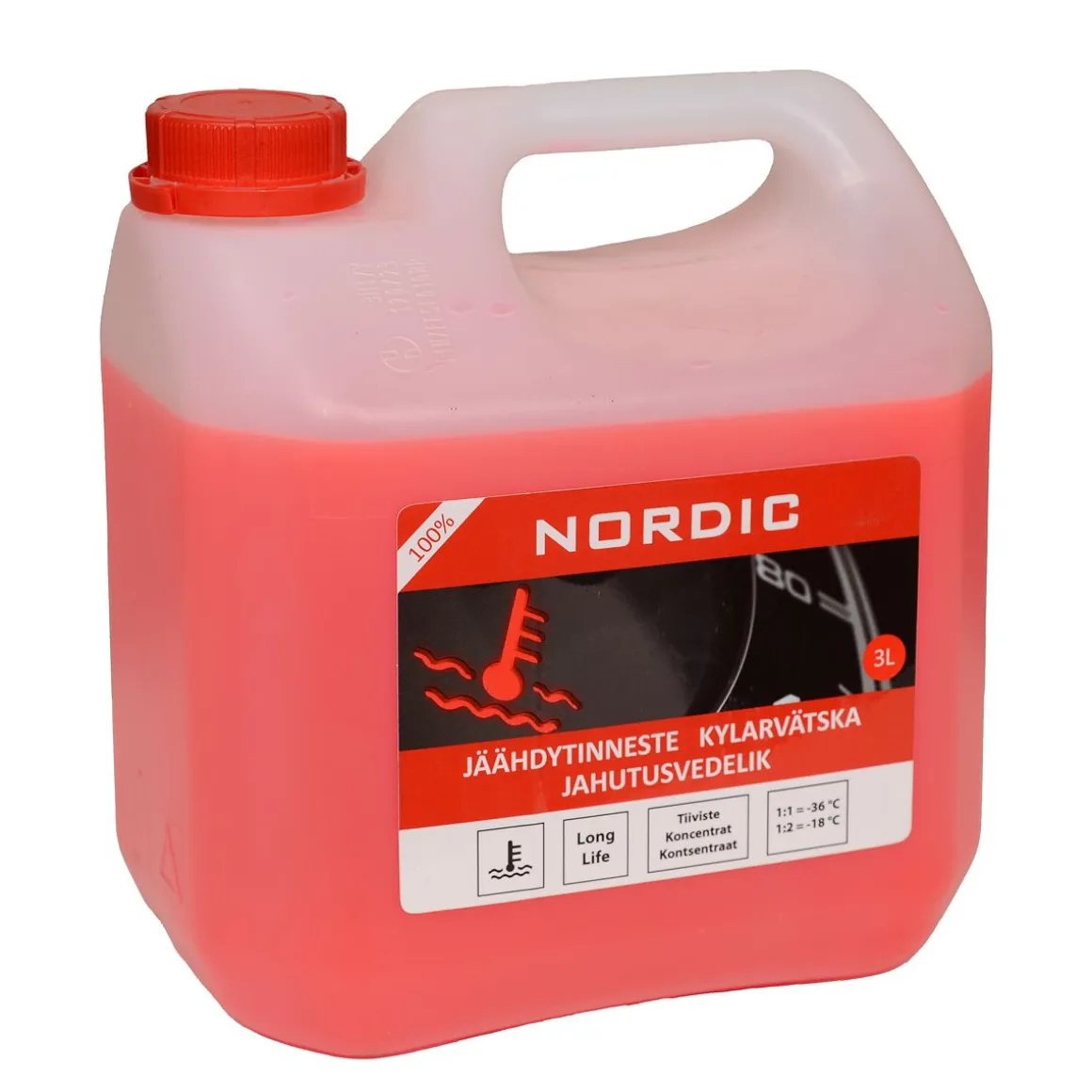 NORDIC JÄÄHDYTINNESTE 100% G12+ LONG LIFE PUNAINEN 3 L