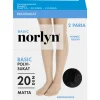 NORLYN BASIC 20 DEN POLVISUKAT, 2 PR/PAKKAUS, 1210 BLACK 36-4