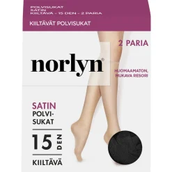 NORLYN SATIN 15 DEN POLVISUKAT 2PR/PAKKAUS, 1210 BLACK 36-41