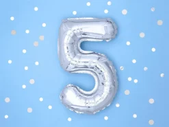 NUMEROFOLIO 5 HOPEANVÄRINEN ILMATÄYTTEINEN 35 CM