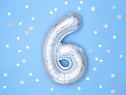NUMEROFOLIO 6 HOPEANVÄRINEN ILMATÄYTTEINEN 35 CM