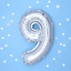 NUMEROFOLIO 9 HOPEANVÄRINEN ILMATÄYTTEINEN 35 CM