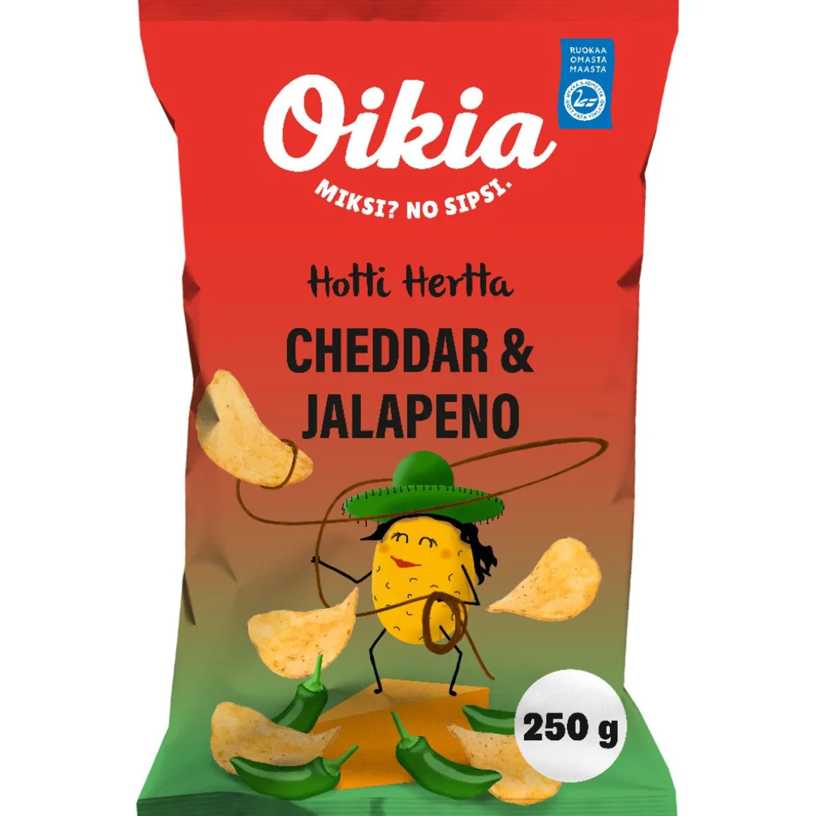OIKIA HOTTI HERTTA CHEDDAR JA JALAPENO PERUNALASTU 250 G