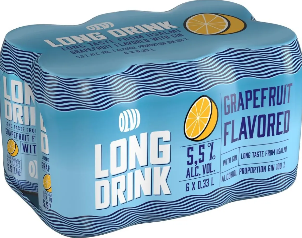 OLVI LONG DRINK 5,5% GRAPEFRUIT 0,33 TLK 6-PACK 1,98 L