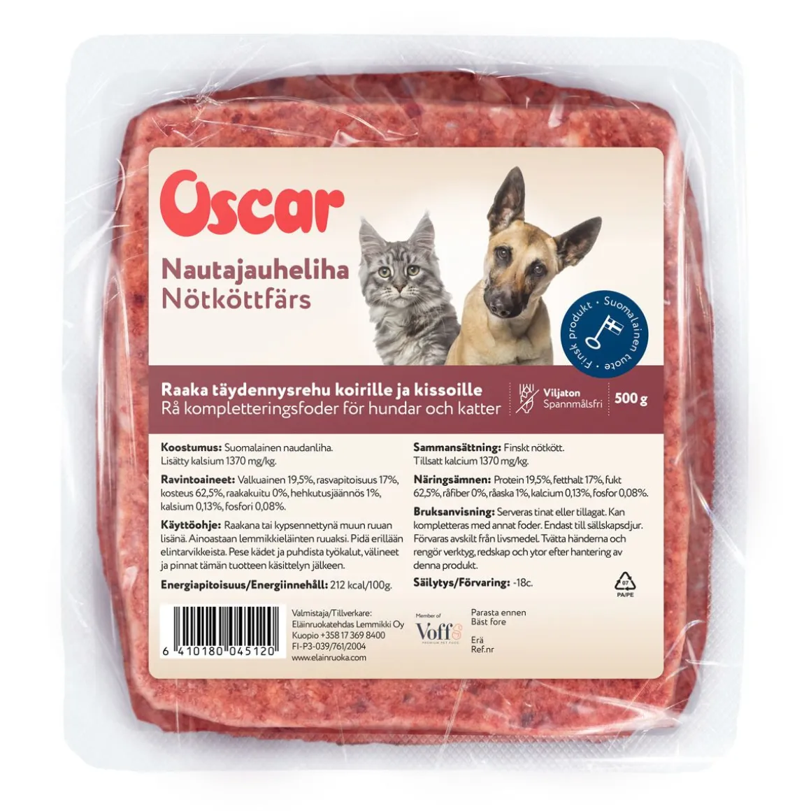 OSCAR NAUDANJAUHELIHA PAKASTE 500 G