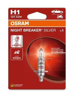 OSRAM NIGHT BREAKER SILVER POLTTIMO 1 KPL 12V H1