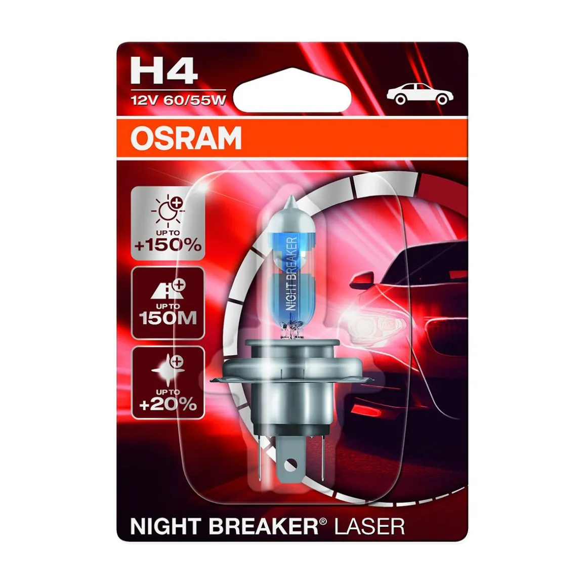 OSRAM NIGHT BREAKER LASER POLTTIMO 1 KPL H4 12V 60/55W