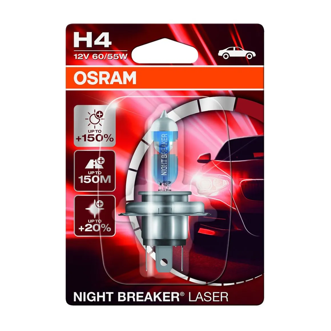 OSRAM NIGHT BREAKER LASER POLTTIMO 1 KPL H4 12V 60/55W