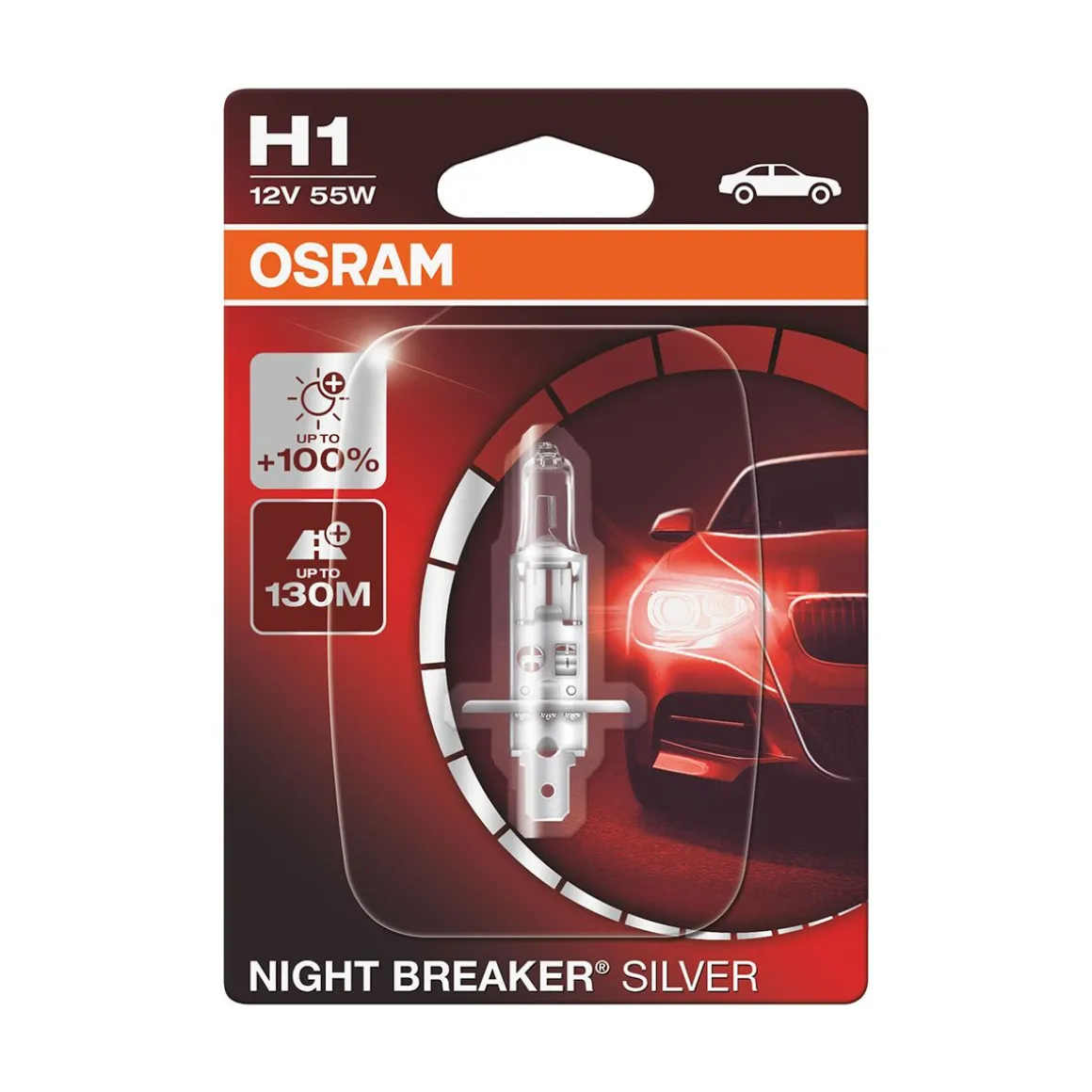 OSRAM NIGHT BREAKER SILVER POLTTIMO 1 KPL H1 12V 55W
