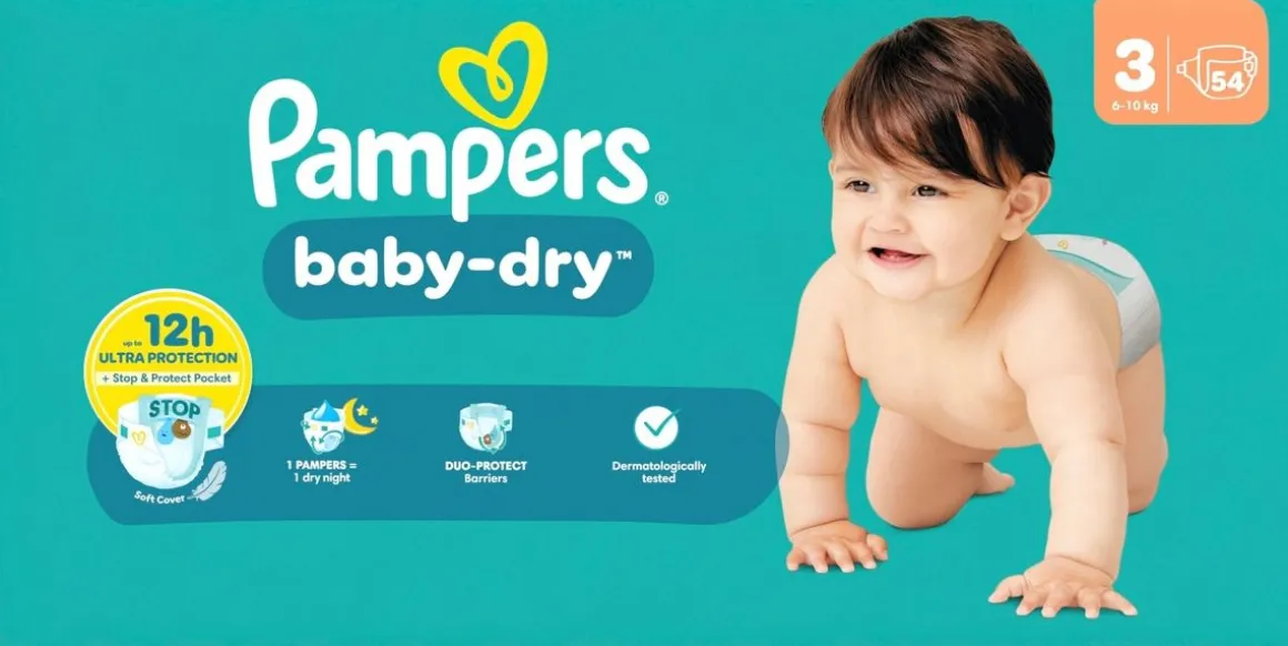 PAMPERS BABY-DRY S3 6-10KG SÄÄSTÖPAKKAUS 54KPL 54 KPL