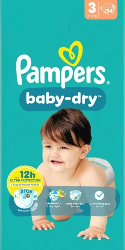 PAMPERS BABY-DRY S3 6-10KG SÄÄSTÖPAKKAUS 54KPL 54 KPL
