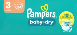 PAMPERS BABY-DRY S3 6-10KG SÄÄSTÖPAKKAUS 54KPL 54 KPL