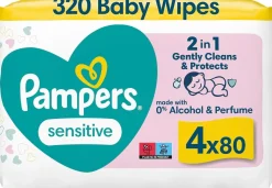 PAMPERS SENSITIVE PUHDISTUSPYYHE 4-PACK/320 320 KPL