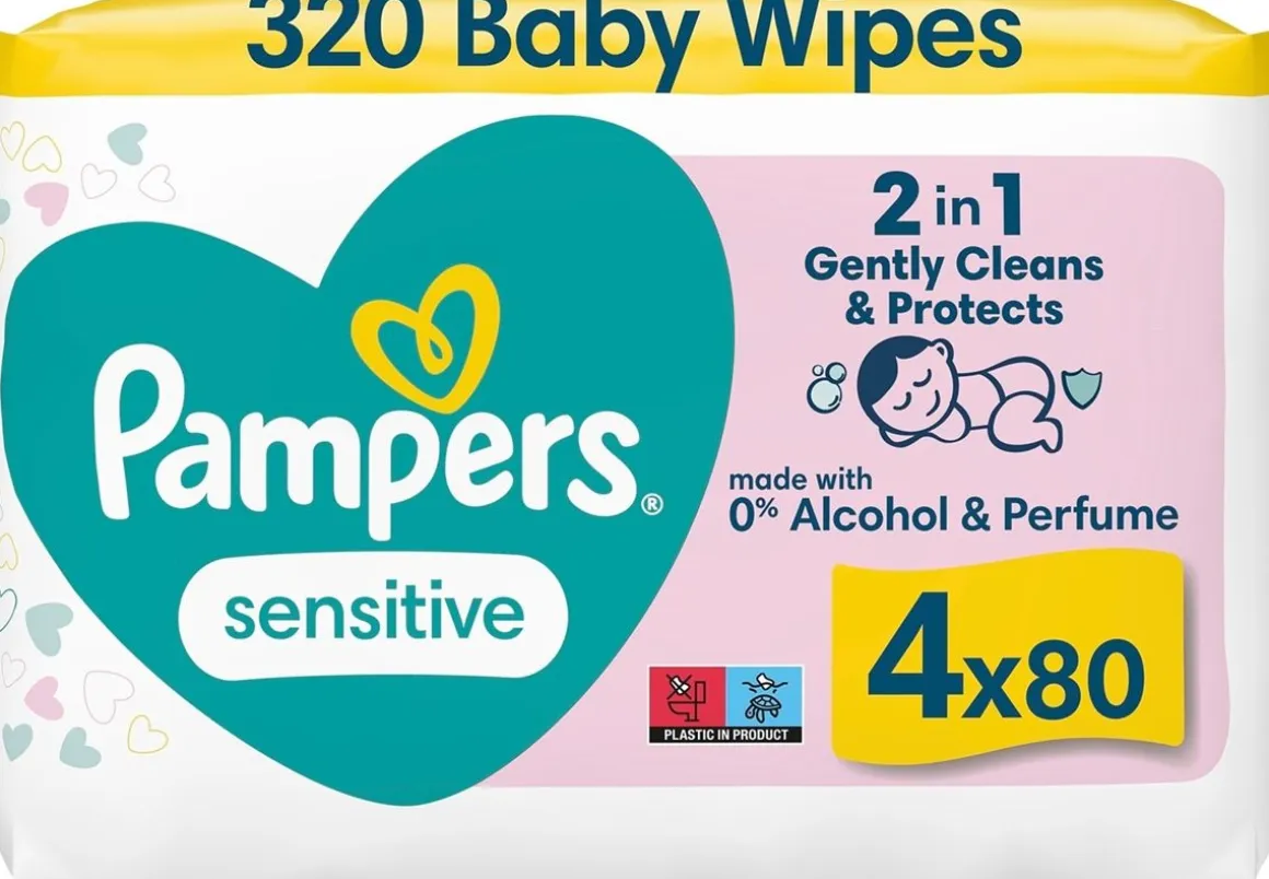 PAMPERS SENSITIVE PUHDISTUSPYYHE 4-PACK/320 320 KPL