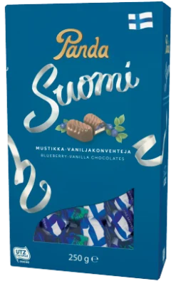 PANDA SUOMI JUHLAKONVEHTEJA MUSTIKKA 250 G