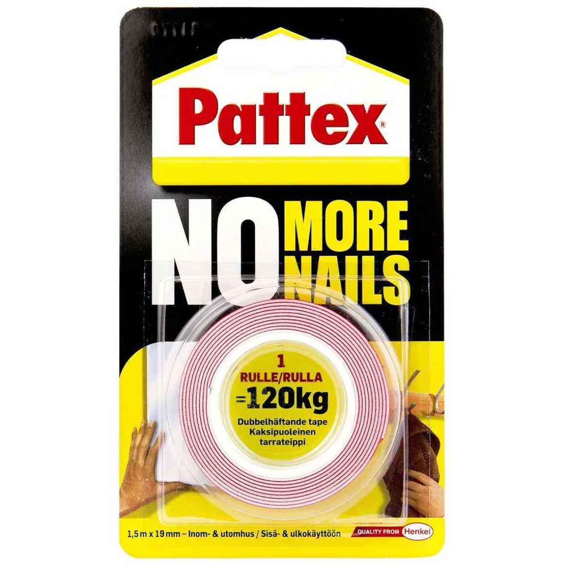 PATTEX TARRATEIPPI 19MMX1,5M KAKSIPUOLINEN