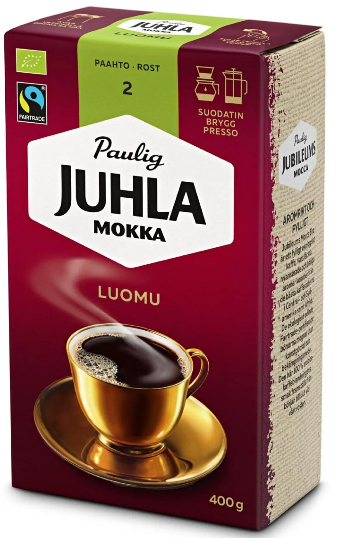 PAULIG JUHLA MOKKA LUOMU FTO 400 G