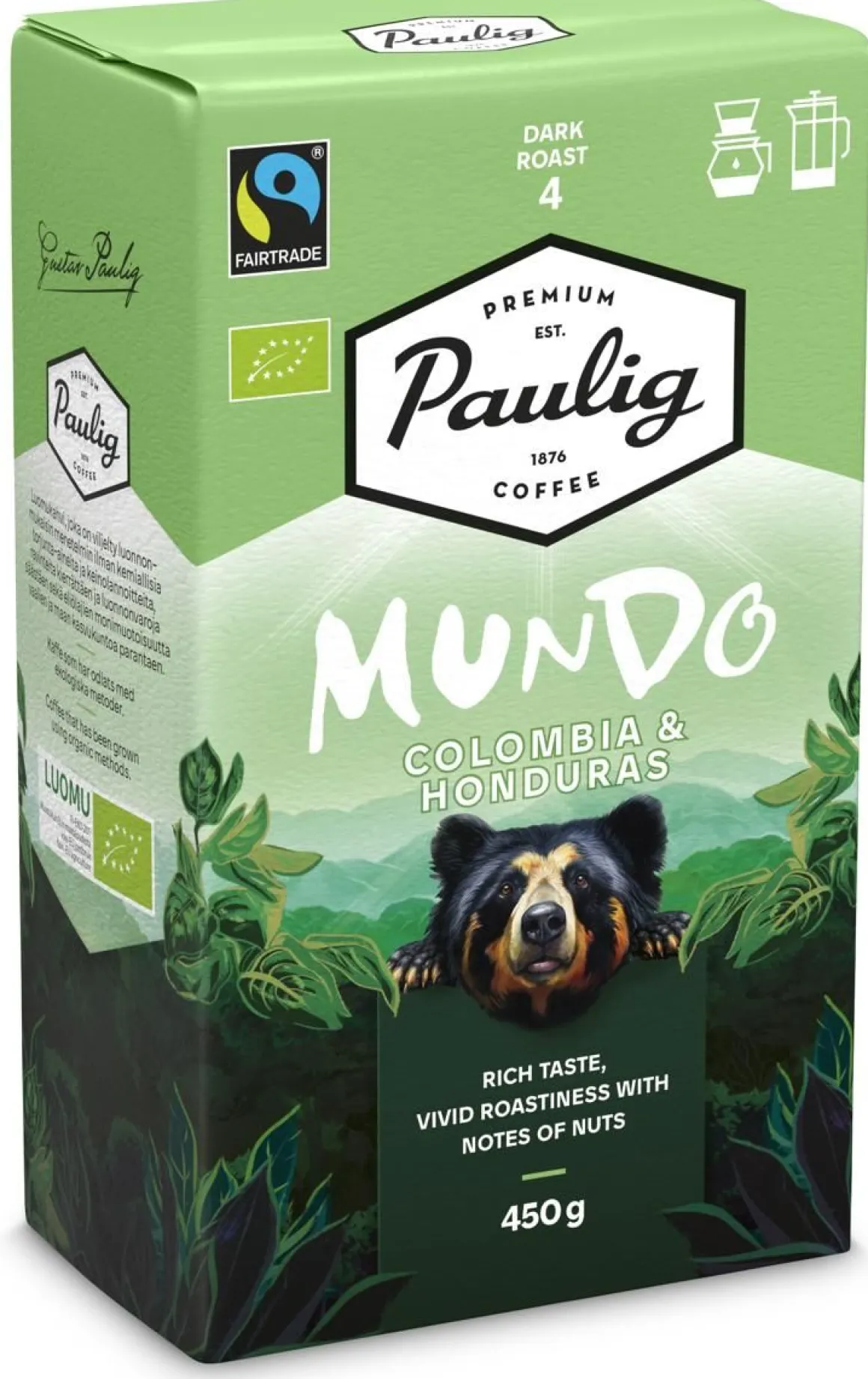 PAULIG MUNDO KOLUMBIA KAHVI SJ LUOMU 450 G