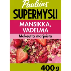 PAULÚNS SUPERMYSLI MANSIKKA JA VADELMA 400 G