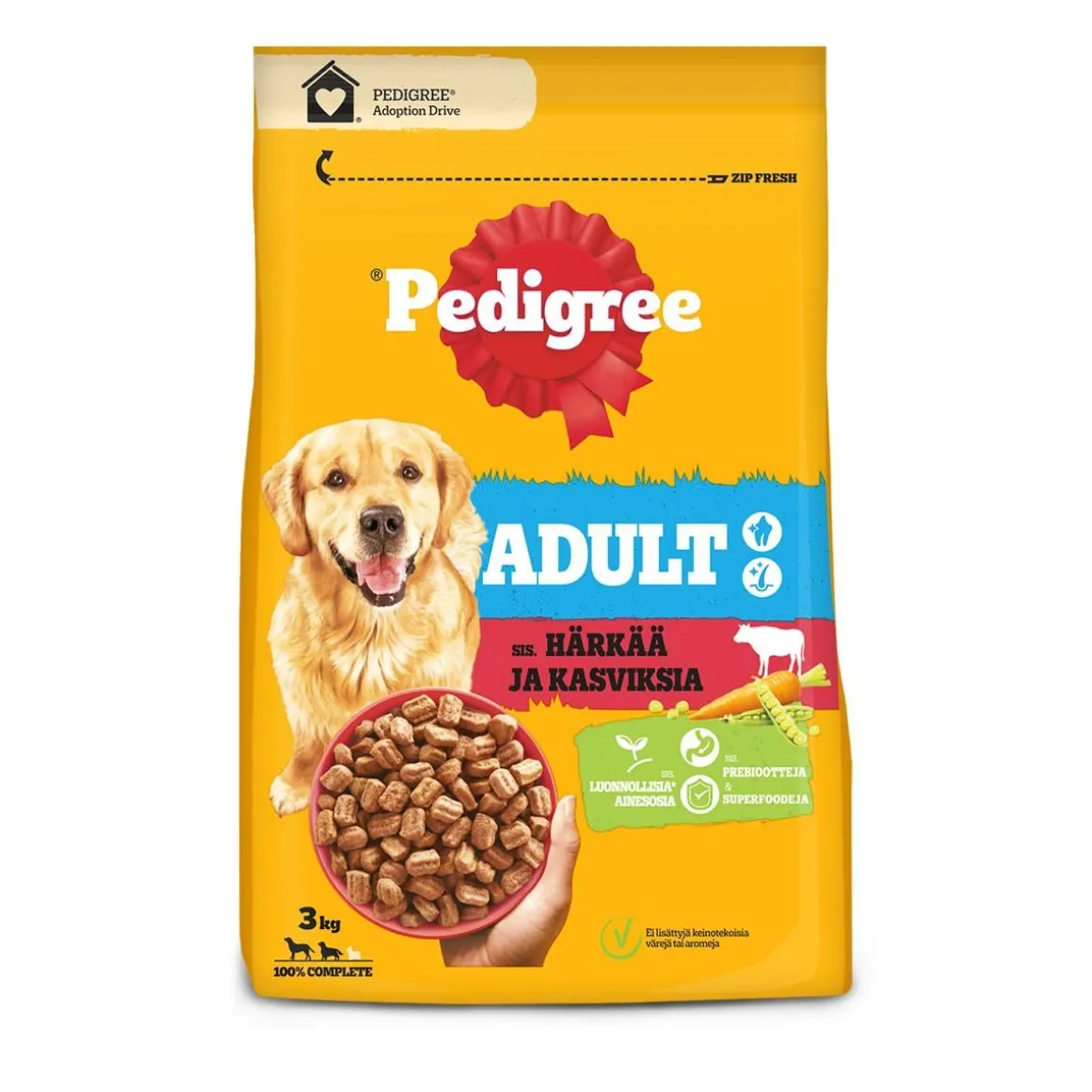 PEDIGREE ADULT HÄRKÄÄ JA KASVIKSIA 3 KG