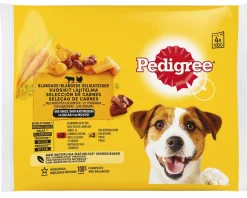 PEDIGREE ADULT KASTIKELAJ. 4X100G KANA-KASVIS/HÄRKÄ-MAKSA 400 G