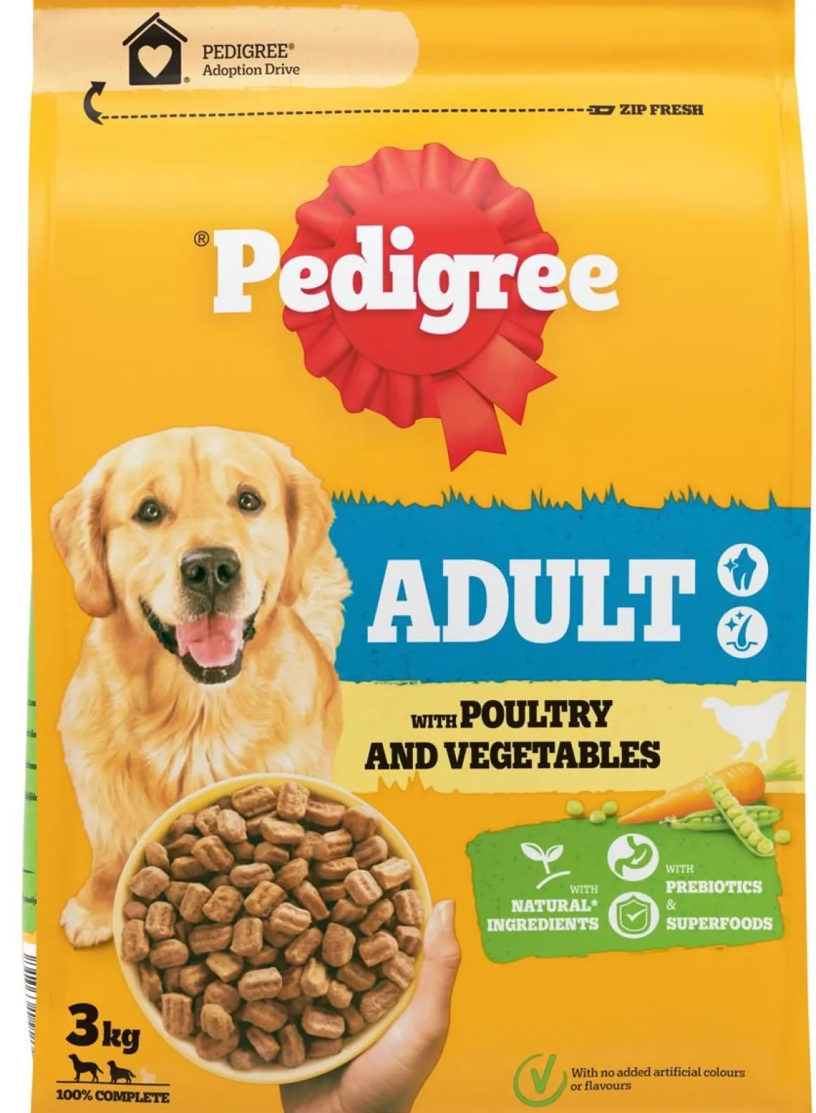 PEDIGREE ADULT SIIPIKARJAA JA KASVIKSIA 3 KG