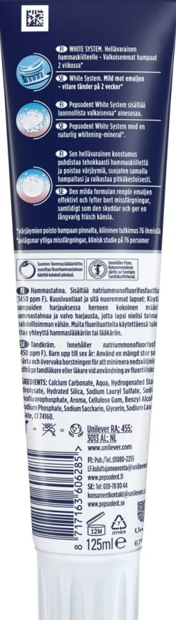 PEPSODENT WHITE SYSTEM PYSTYTUUBI 125 ML