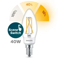 PHILIPS LED-LAMPPU SCENESWITCH 40W B35 E14 470L-180L-90L 2200-2