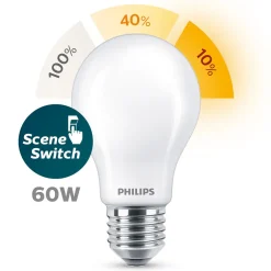 PHILIPS LED-LAMPPU SCENESWITCH 60W A60 E27 806L-320L-150L 2200-