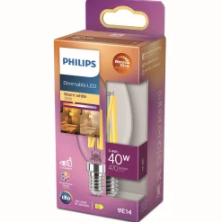 PHILIPS LED-LAMPPU 40W B35 E14 KIRKAS 470L 2200-2700K