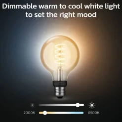 PHILIPS HUE WA ÄLYLAMPPU FILAMENT 7W G93 E27 550L 2200-4500K