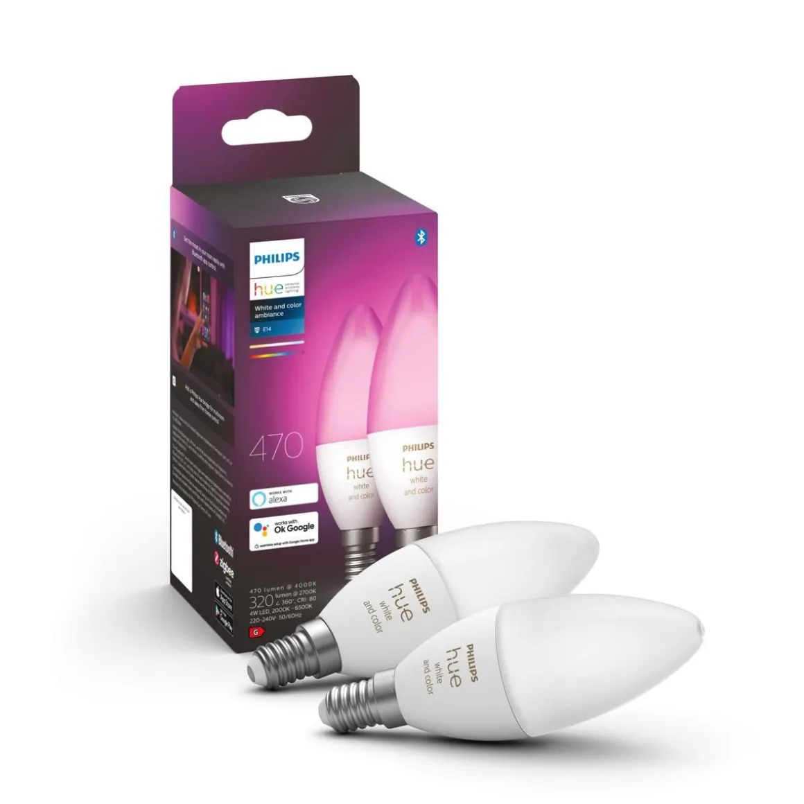 PHILIPS HUE WCA ÄLYLAMPPU 4W B39 E14 2KPL 320L 2000-6500K