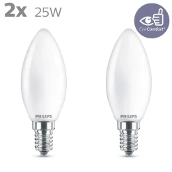 PHILIPS LED KYNTTILÄLAMPPU 25W B35 E14 HUURRE 2KPL 250L 2700K