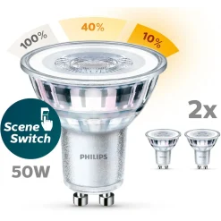 PHILIPS LED SPOTTILAMPPU SCENESWITCH 50W GU10 2KPL 355L 2200