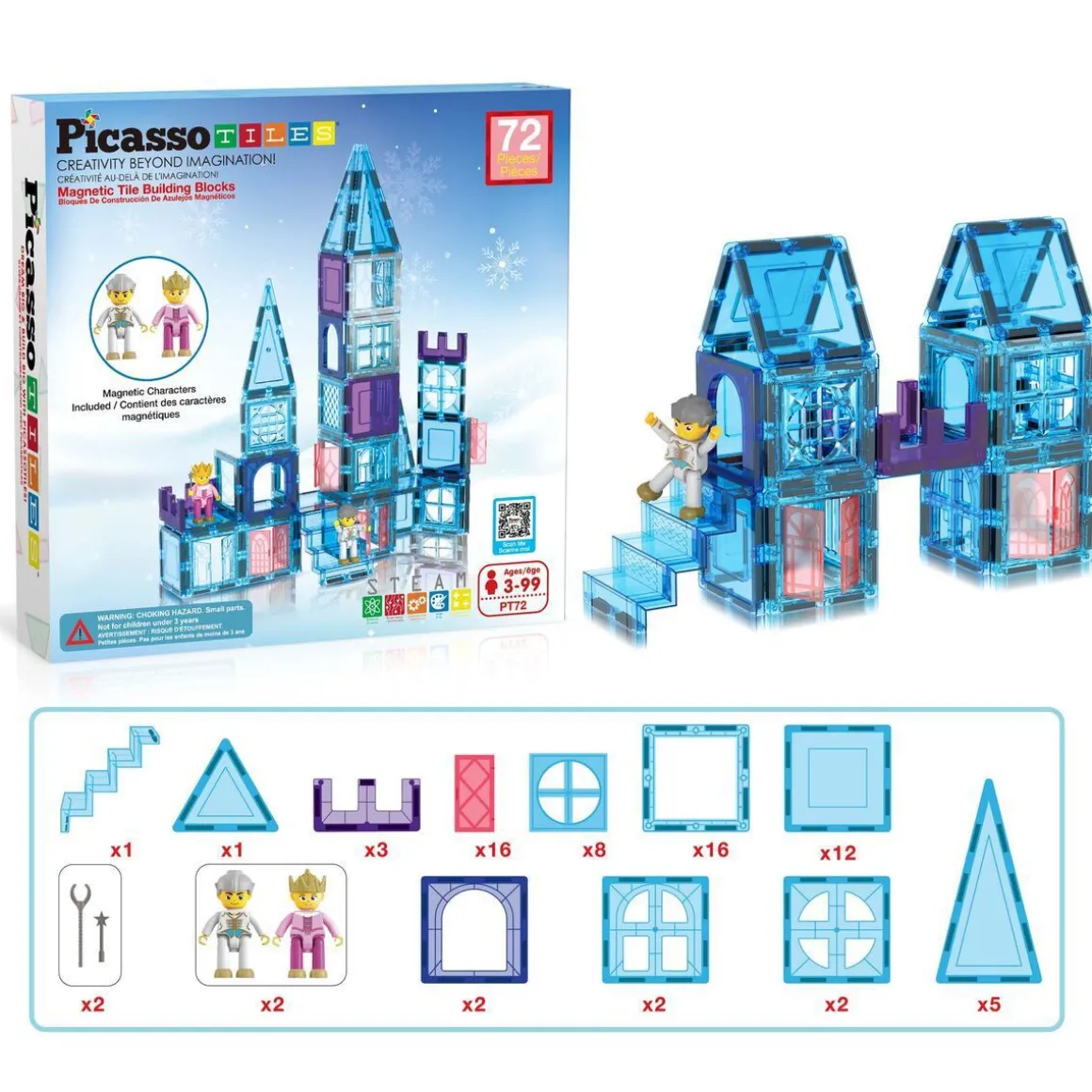 PICASSOTILES MAGNETIC ICE WINTER THEME SET W 2CHARACTERS 72 PCS