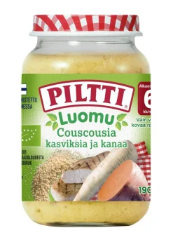 PILTTI COUSCOUSIA, KASVIKSIA JA KANAA LUOMU LASTENATERIA 6KK 190 G