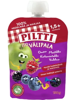 PILTTI ISO VÄLIPALA OMENA-MUSTIKKA- KARHUNVATUKKA-VADELMA 150 G
