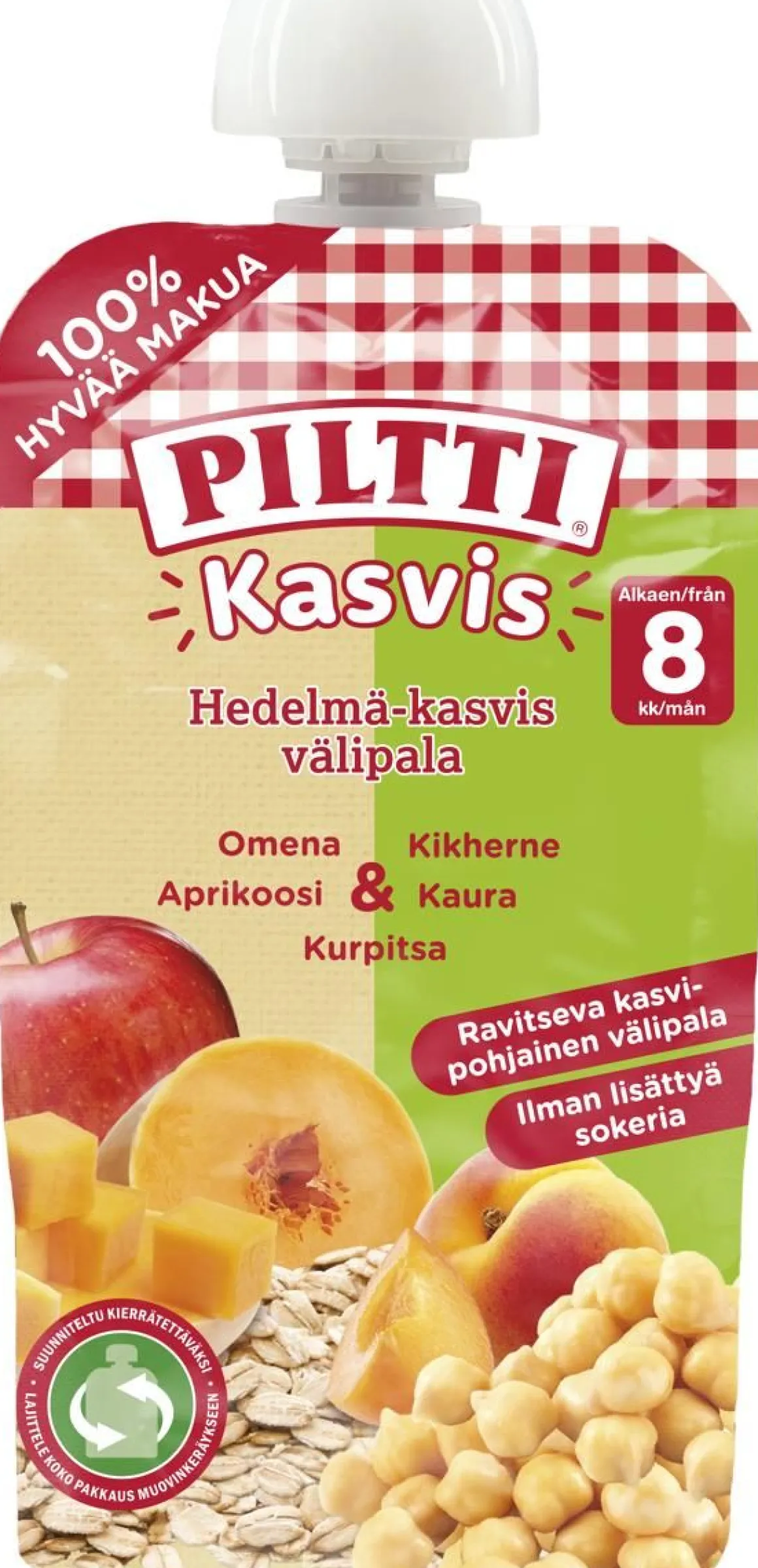 PILTTI KASVIS HEDELMÄ-KASVIS VÄLIPALA OMENA-APRIKOOSI-KURPITSA-