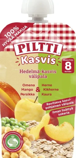 PILTTI KASVIS HEDELMÄ-KASVIS VÄLIPALA PERSIKKA-MANGO-HERNE-KIKH