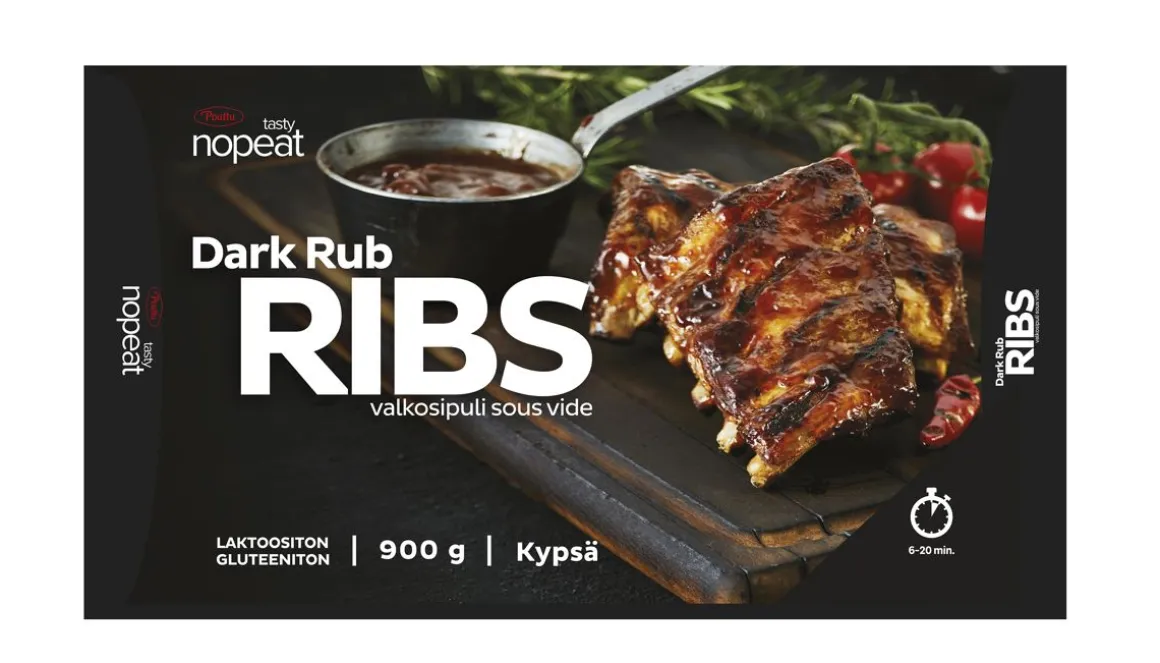 POUTTU NOPEAT RIBS DARK RUB VALKOSIPULI SOUS VIDE 900 G