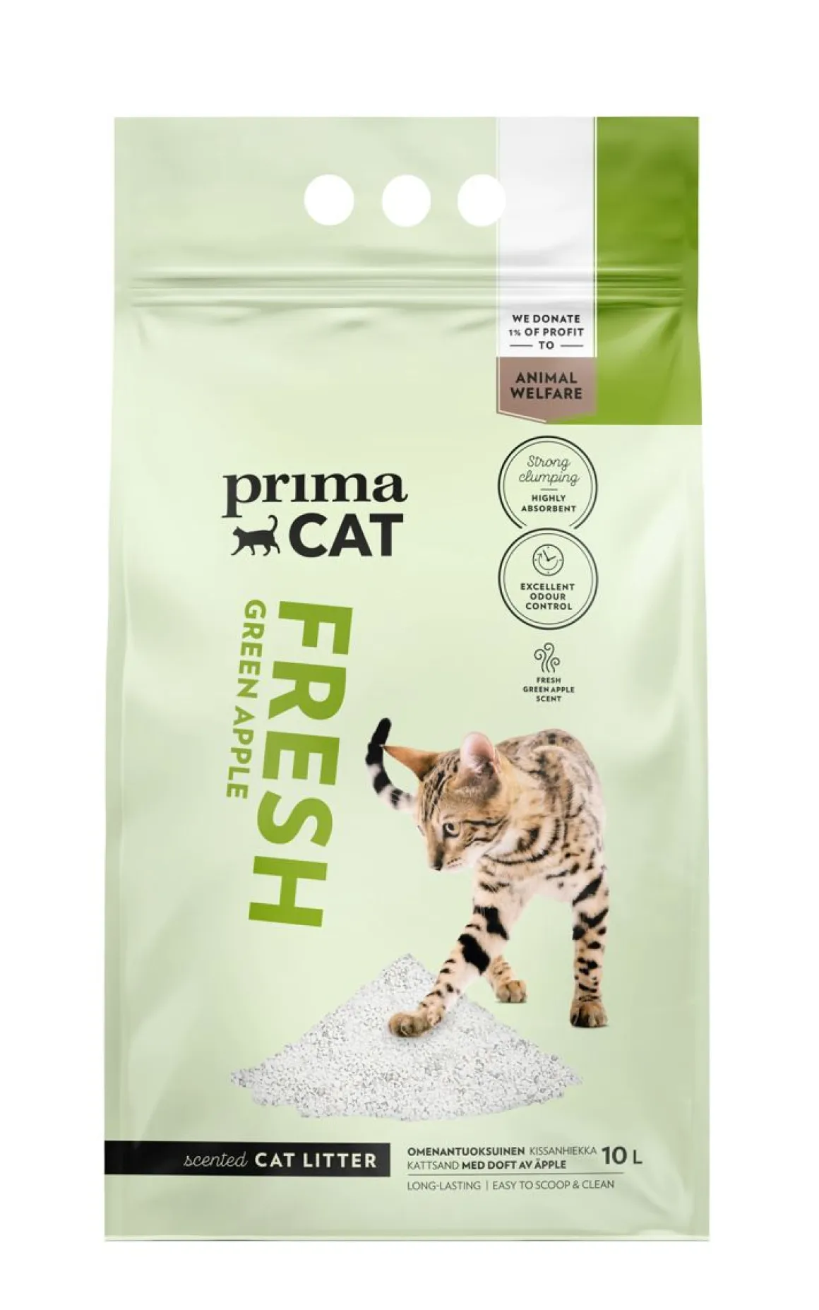 PRIMACAT KISSANHIEKKA FRESH GREEN APPLE VALKOINEN 10 L