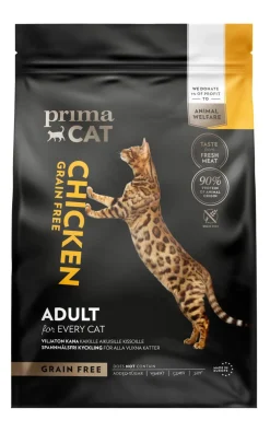 PRIMACAT TÄYSRAVINTO VILJATON KANA AIKUISILLE KISSOILLE 4 KG