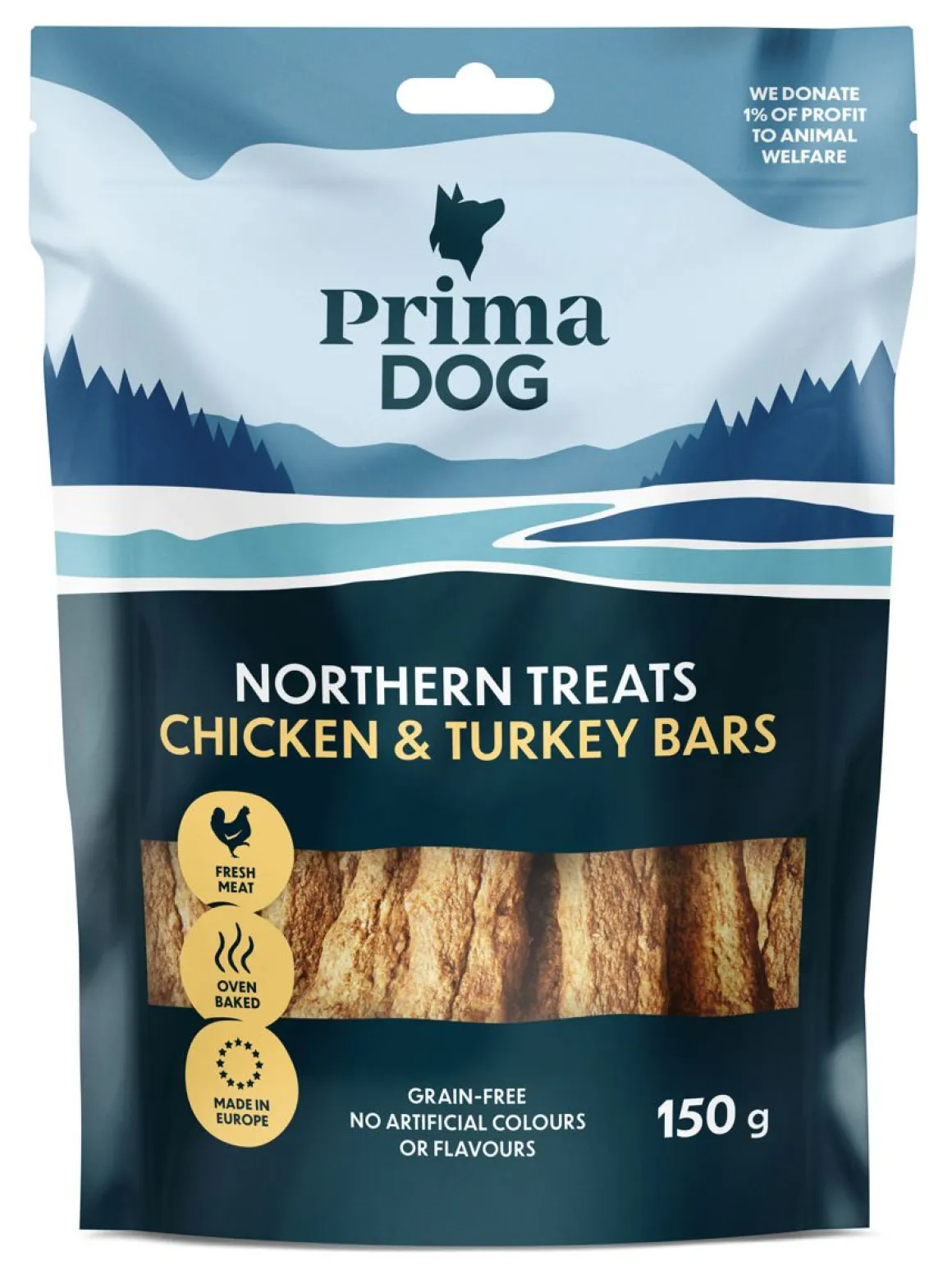PRIMADOG NORTHERN TREATS KANA-KALKKUNATANKO 150 G