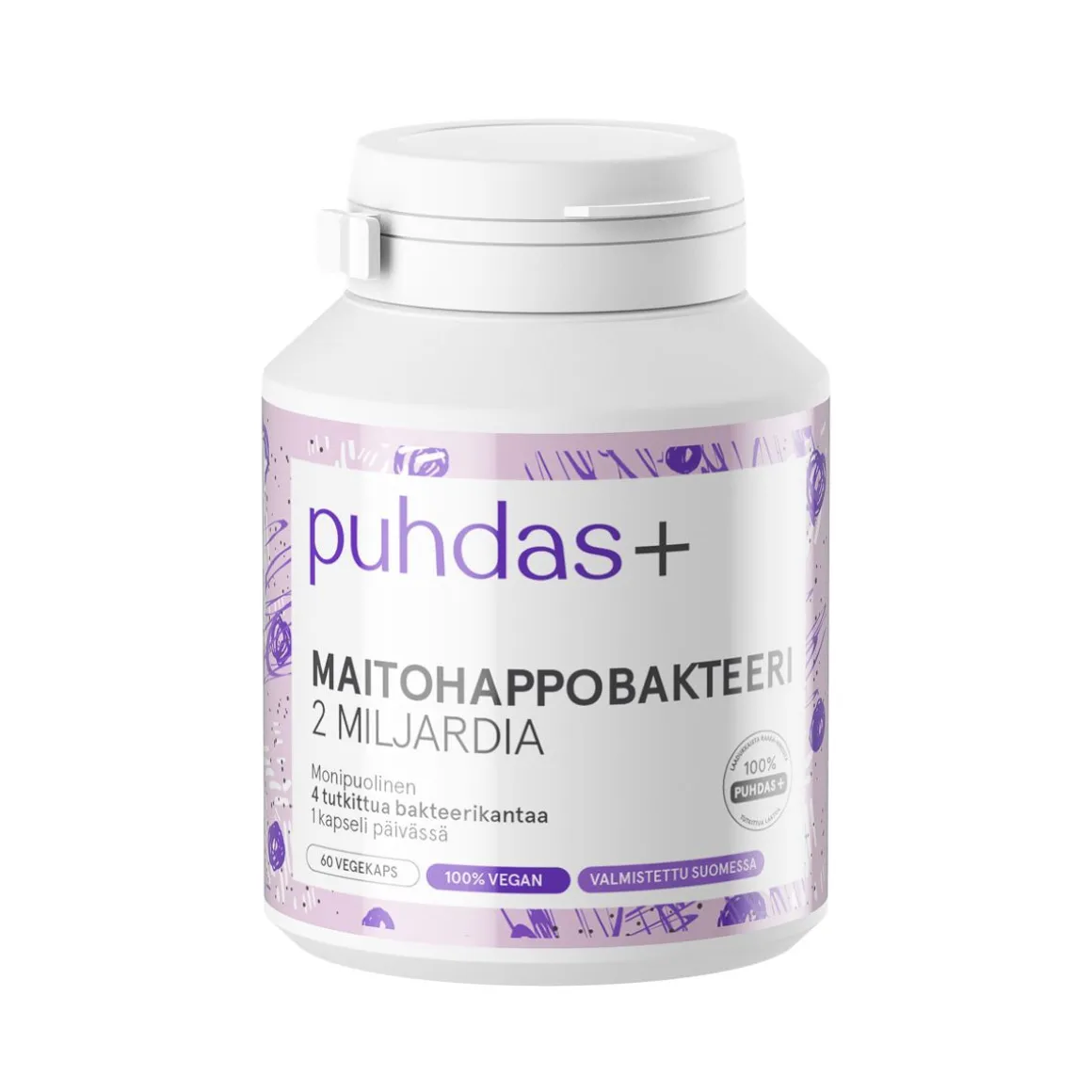 PUHDAS+ MAITOHAPPOBAKTEERI 2 MILJARDIA 60 KPL