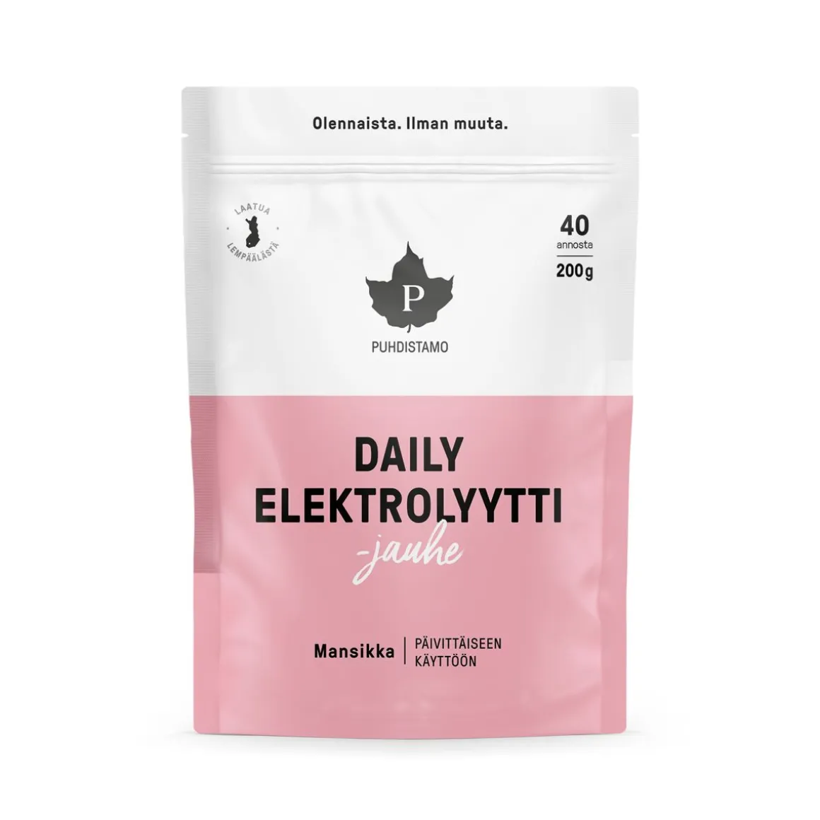 PUHDISTAMO DAILY ELEKTROLYYTTIJAUHE, MANSIKKA 200 G