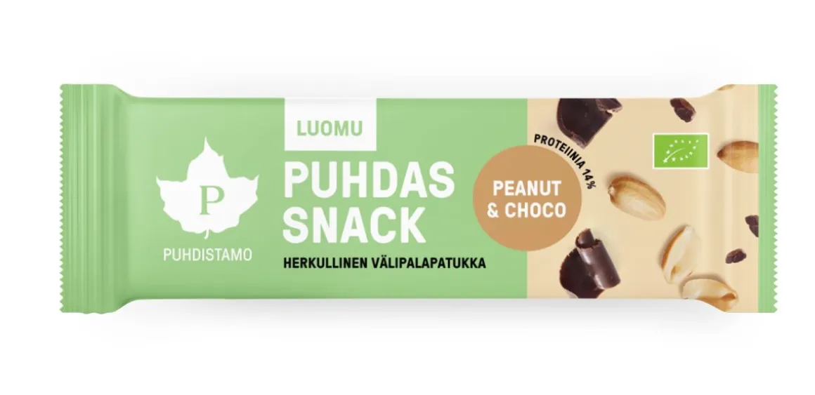 PUHDISTAMO PUHDAS SNACK -PATUKKA, PEANUT & CHOCO, LUOMU 40 G