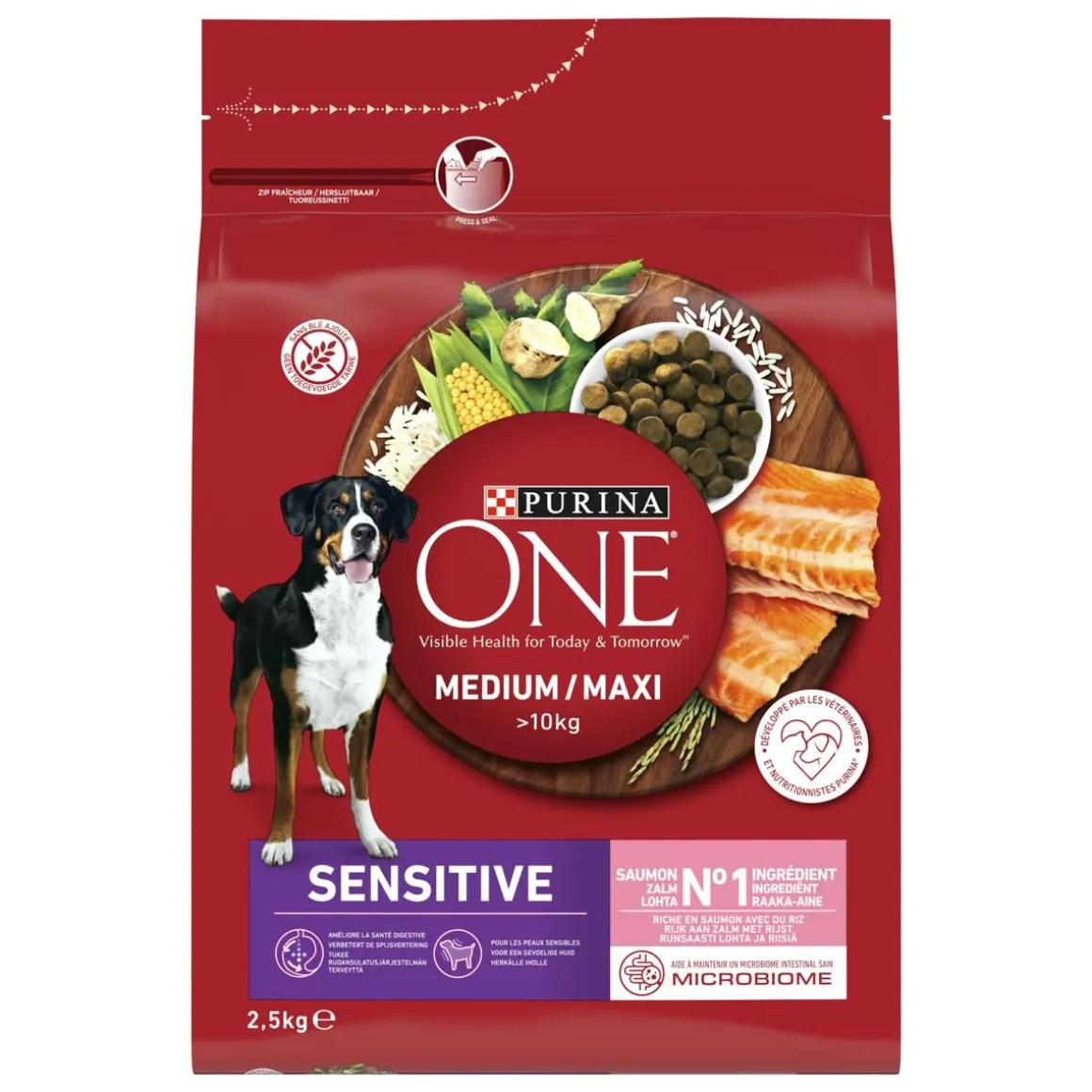 PURINA ONE KOIRAN TÄYSRAVINTO SENSITIVE MEDIUM/MAXI LOHTA&RIISI 2,5 KG