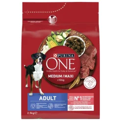 PURINA ONE KOIRAN TÄYSRAVINTO ADULT MEDIUM/MAXI NAUTAA&RIISIÄ 2,5 KG