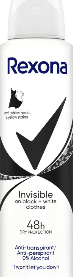 REXONA WOMEN INVISIBLE SPRAY FOR BLACK & WHITE 150 ML
